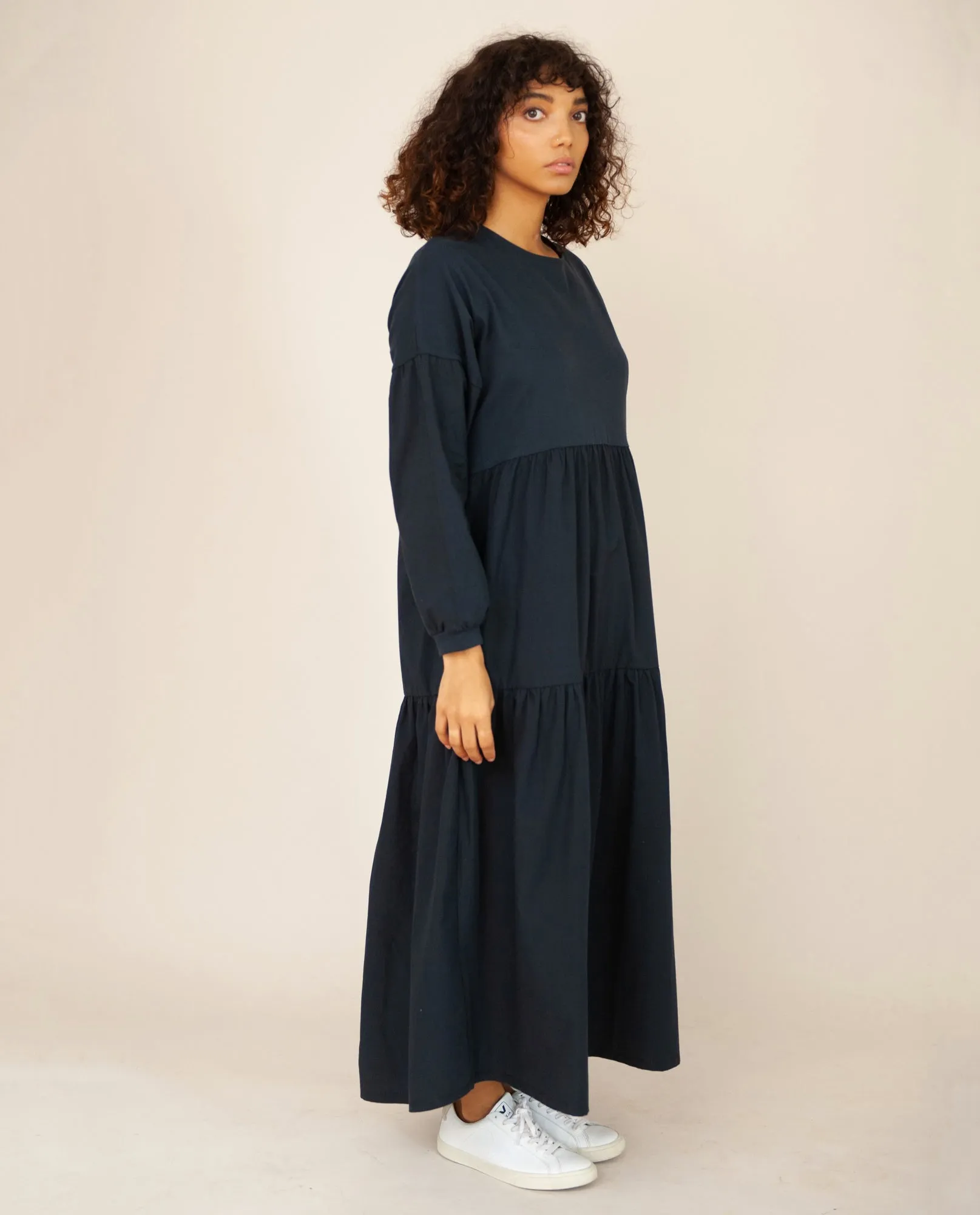 Elegant Deep Indigo Organic Cotton Dress - MIRABELLE Collection