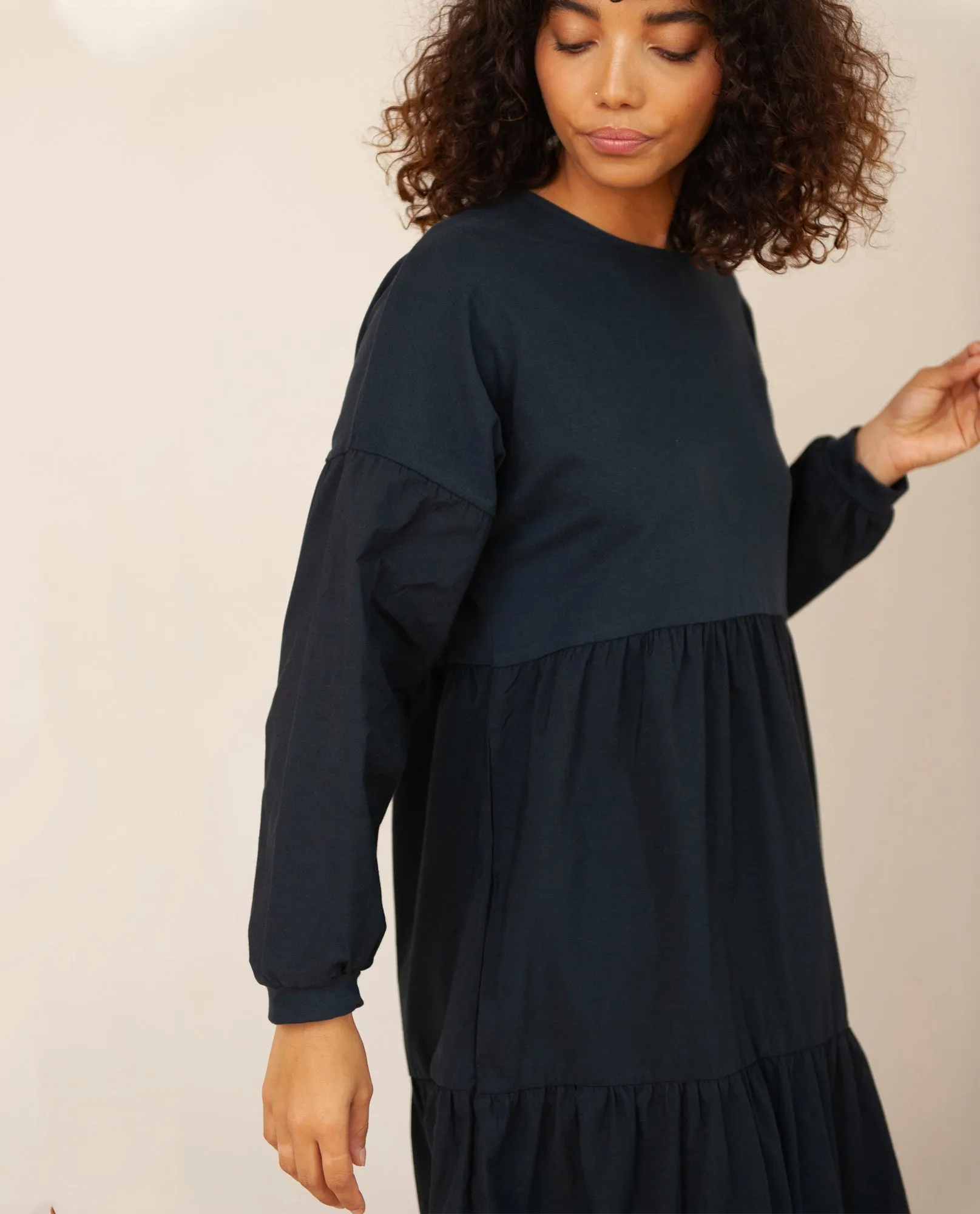 Elegant Deep Indigo Organic Cotton Dress - MIRABELLE Collection