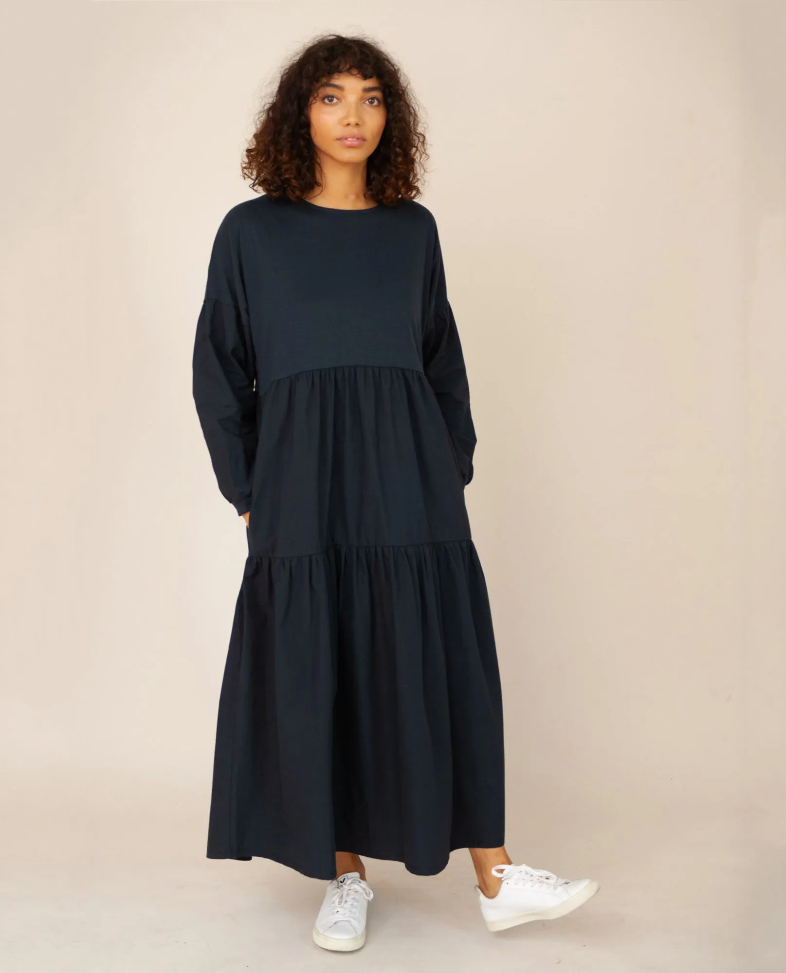 Elegant Deep Indigo Organic Cotton Dress - MIRABELLE Collection