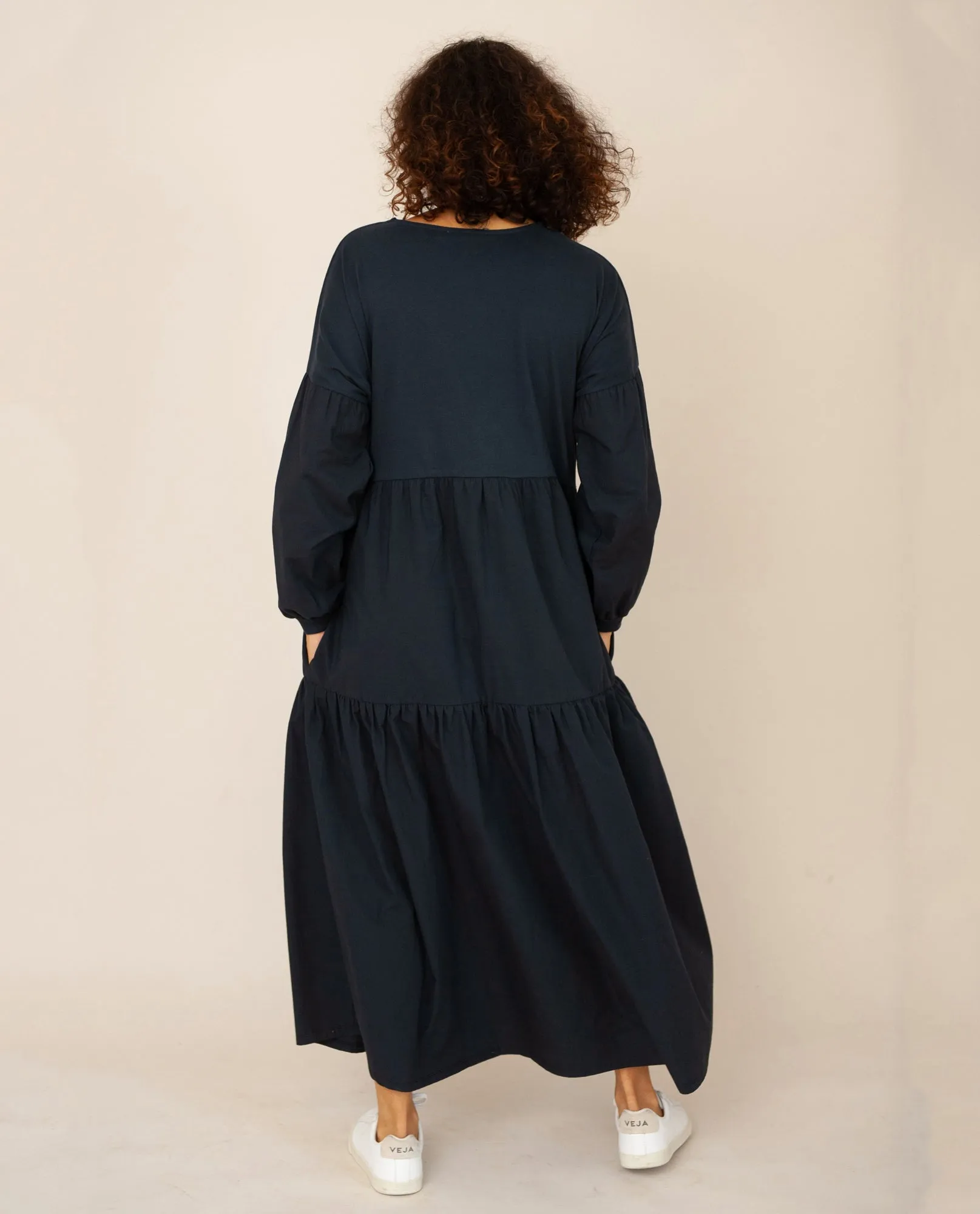 Elegant Deep Indigo Organic Cotton Dress - MIRABELLE Collection