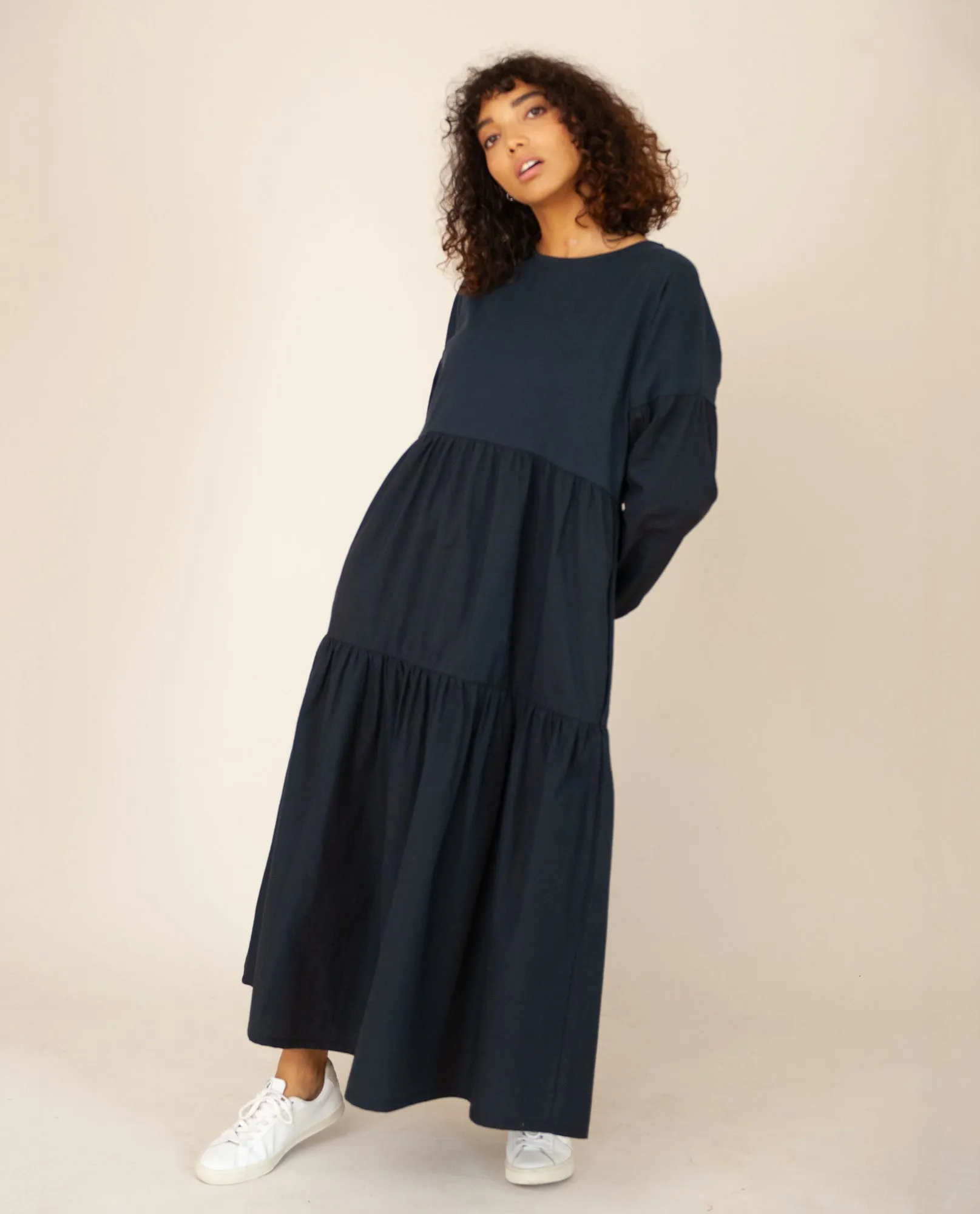 Elegant Deep Indigo Organic Cotton Dress - MIRABELLE Collection