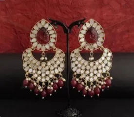 Mirror Earrings With Red Beads