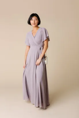 Naples Flutter Sleeve Maxi Dress - Light Mauve