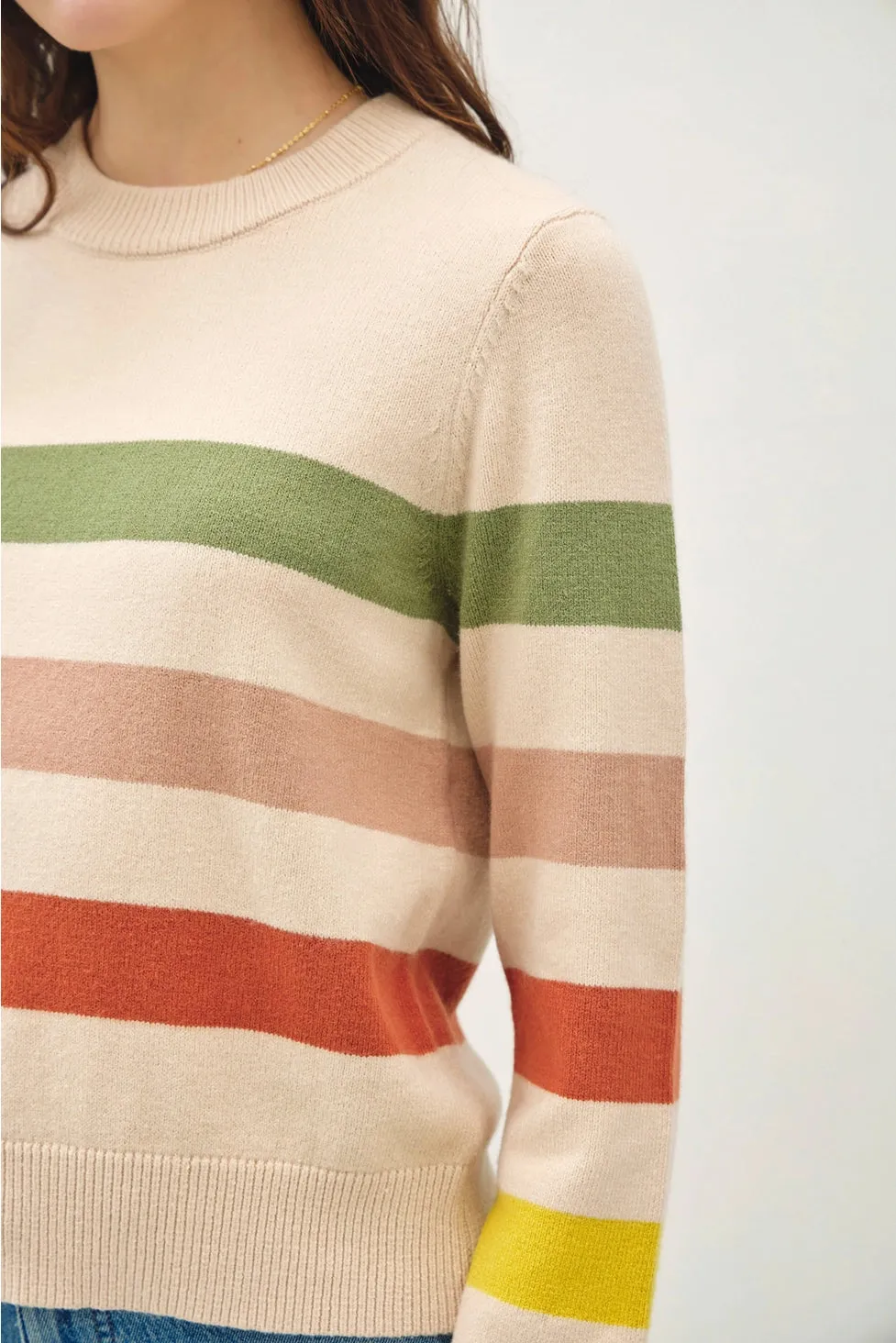 Natalie Striped Crop Knit Sweater