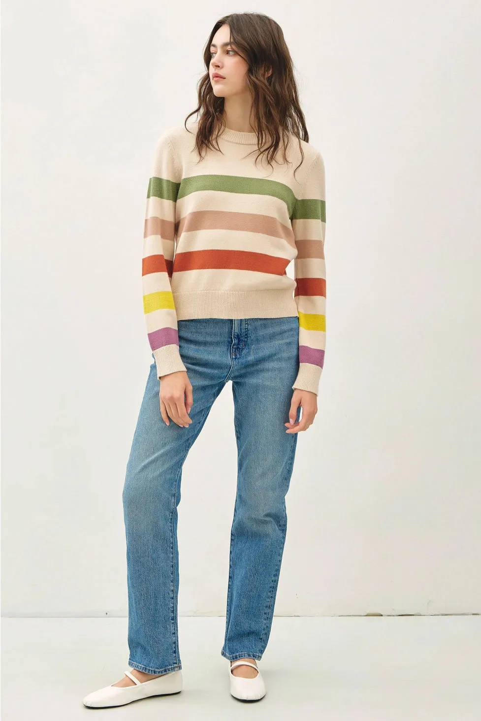 Natalie Striped Crop Knit Sweater