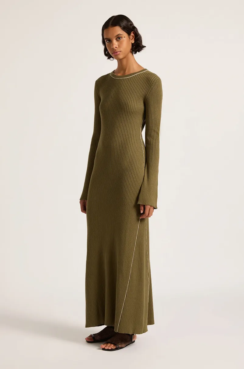 Nude Lucy Gaia Knit Maxi Dress OLIVE