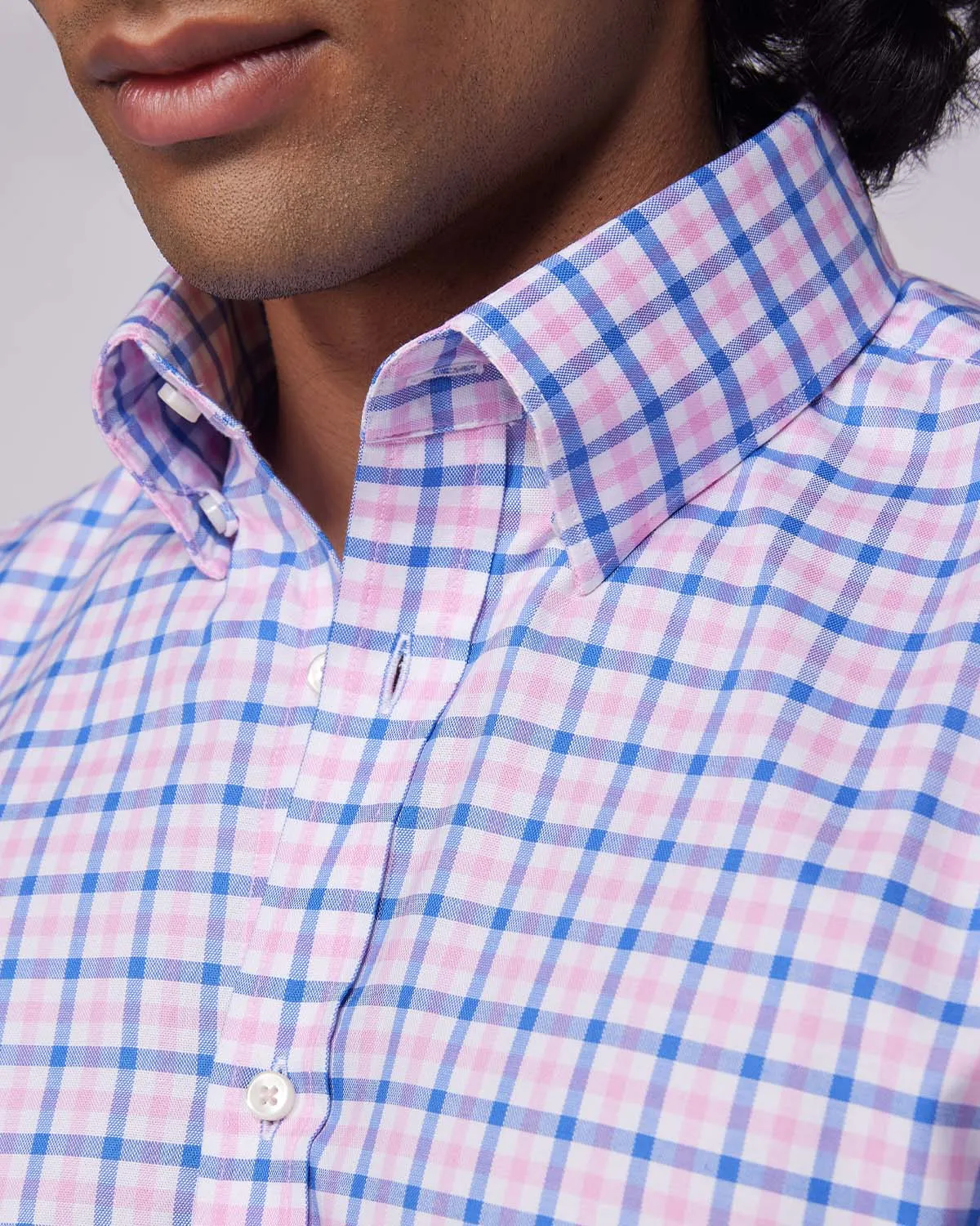 Pink & Blue Stretch Checked Shirt