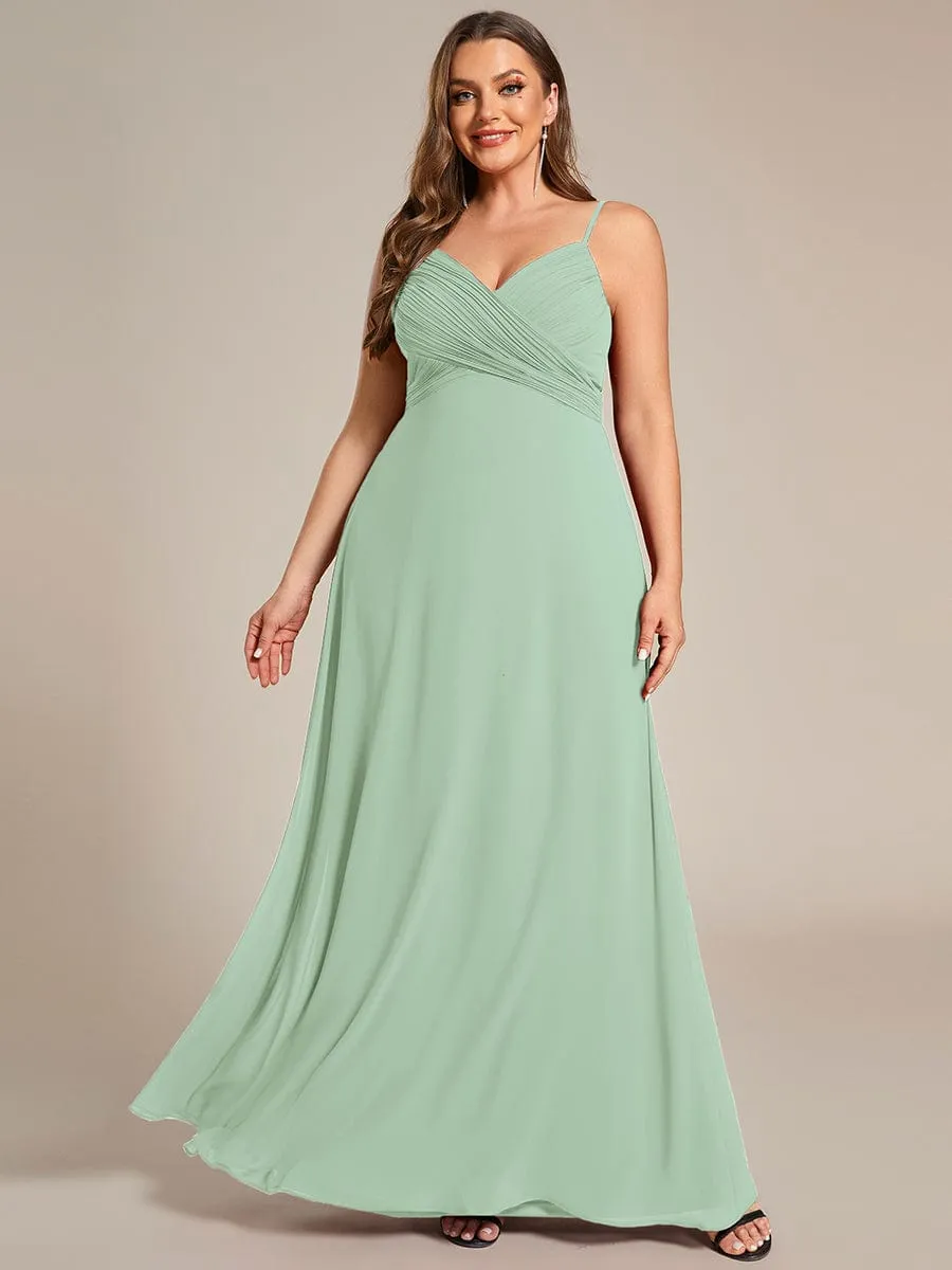 Plus Size Draped Back Criss-Cross Chiffon A-Line Dress