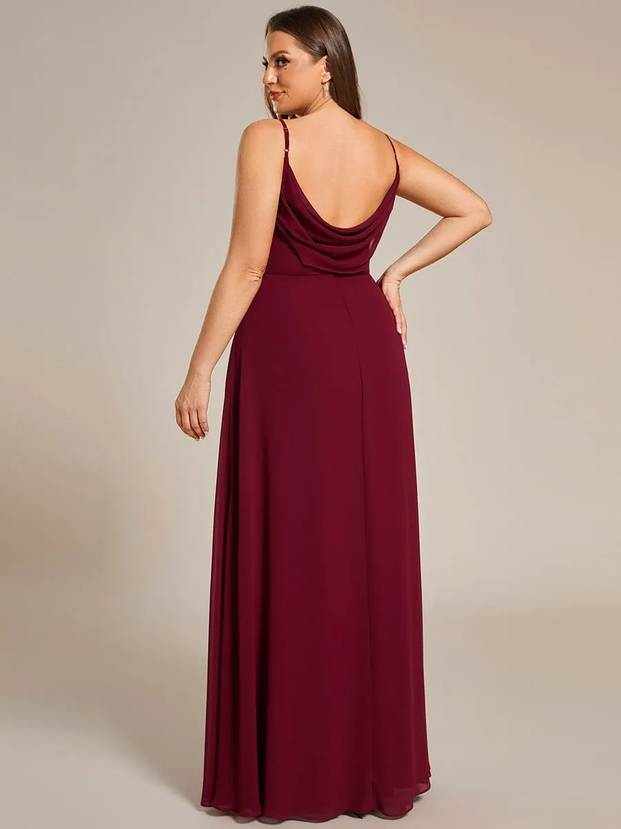 Plus Size Draped Back Criss-Cross Chiffon A-Line Dress