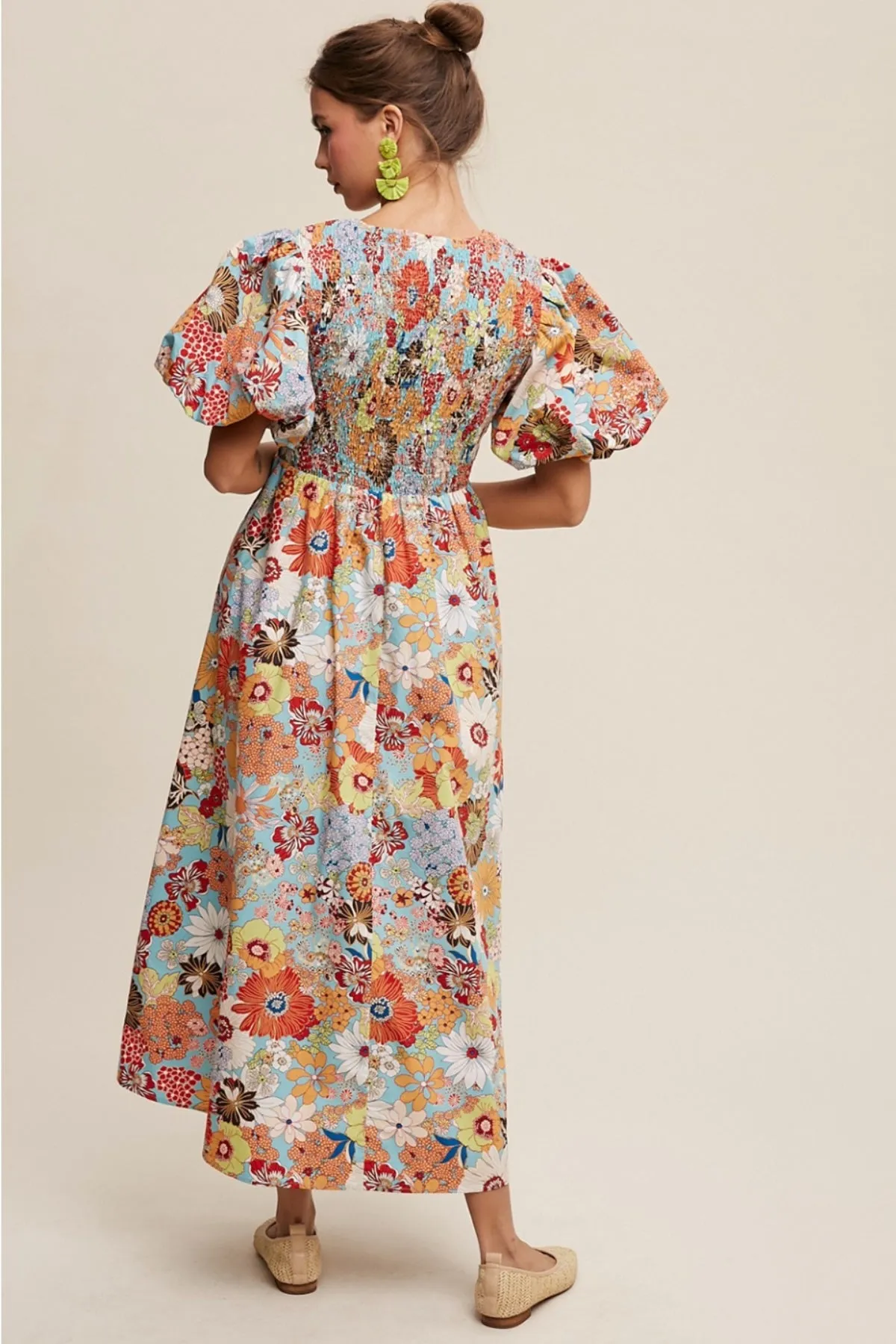 Puff Sleeve Floral Maxi Dress