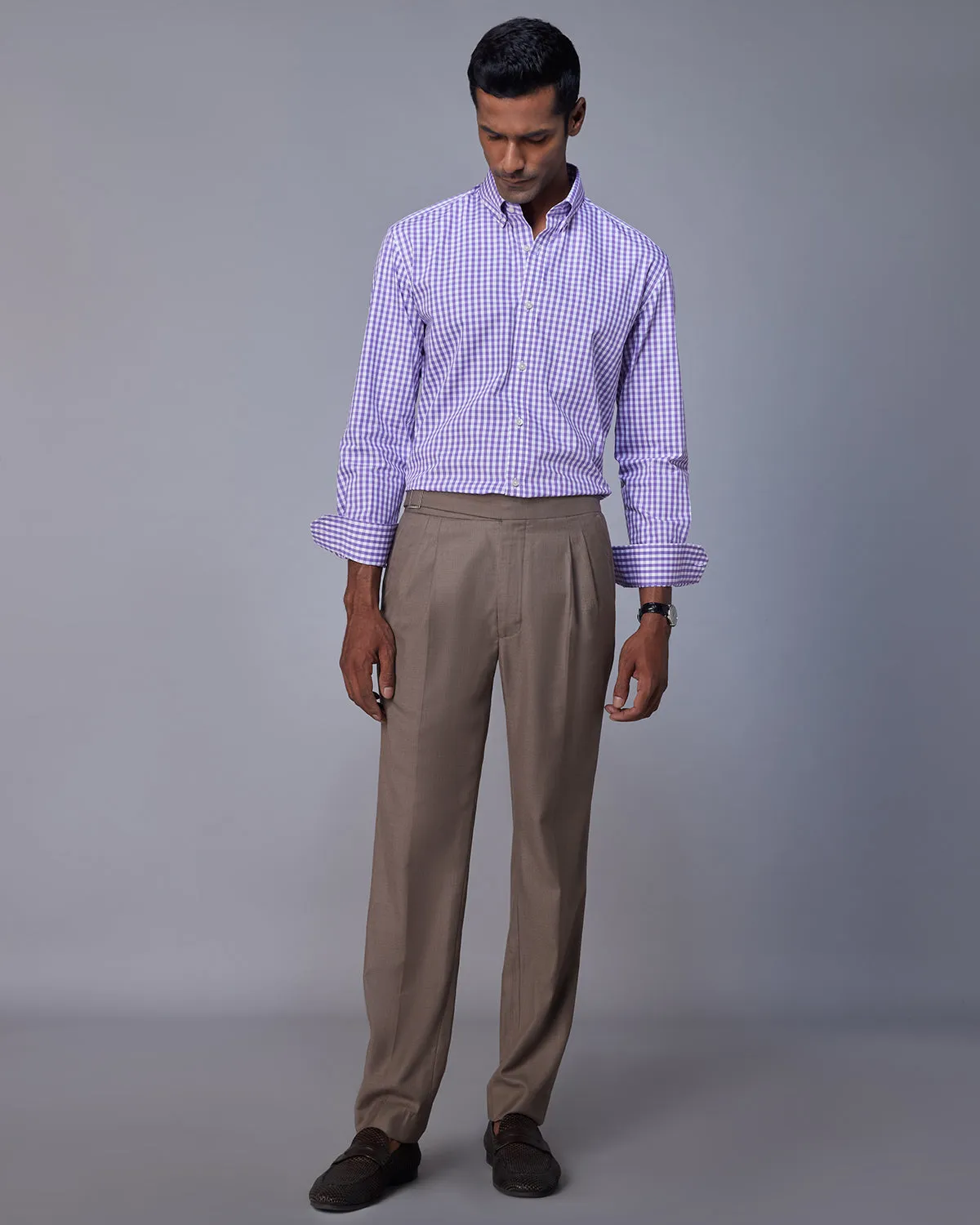 Purple Gingham Checked Shirt