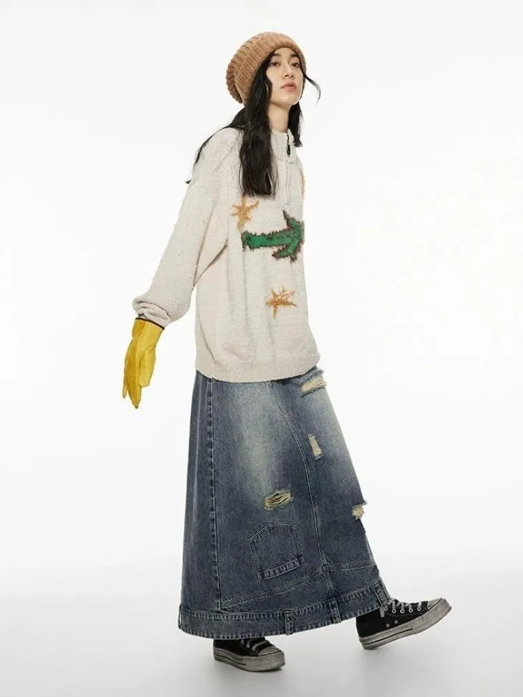 Retro casual denim skirt【s0000003396】