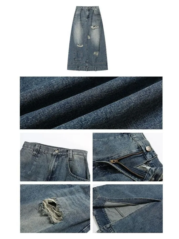 Retro casual denim skirt【s0000003396】