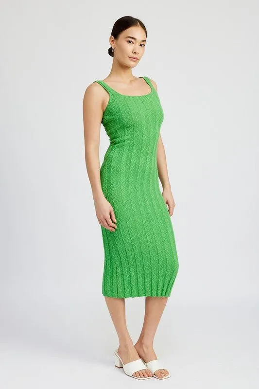 Ribbed Scoop Neck Midi Dress