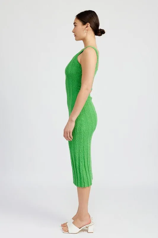 Ribbed Scoop Neck Midi Dress