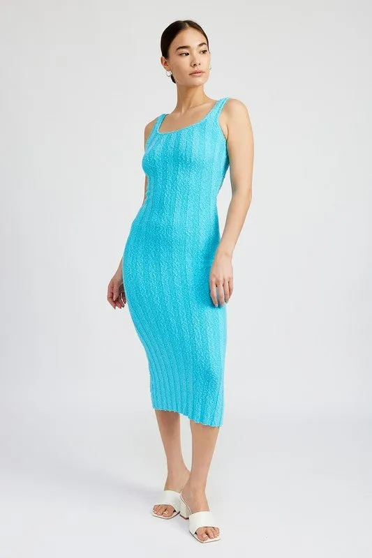 Ribbed Scoop Neck Midi Dress