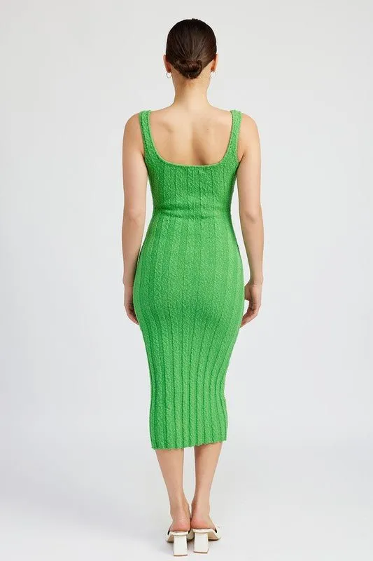 Ribbed Scoop Neck Midi Dress