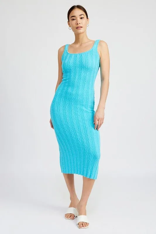 Ribbed Scoop Neck Midi Dress