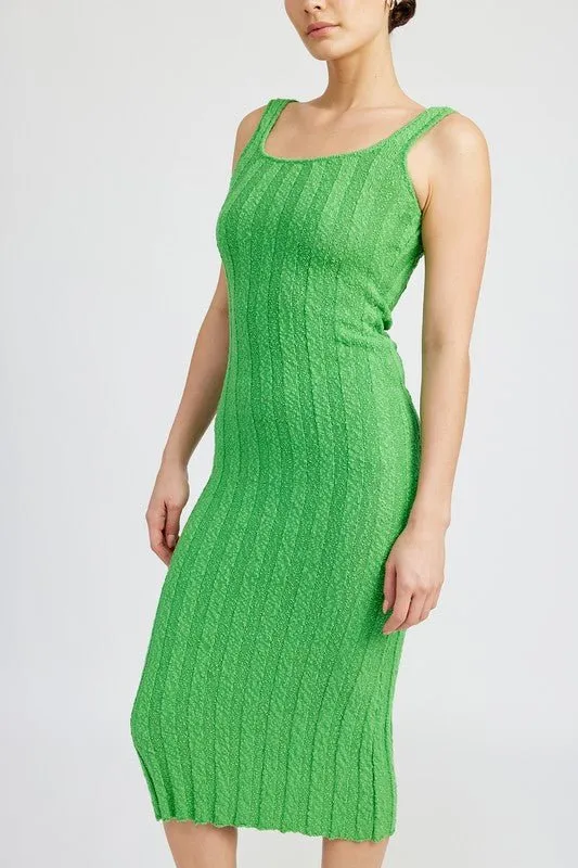 Ribbed Scoop Neck Midi Dress