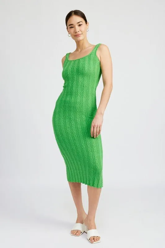 Ribbed Scoop Neck Midi Dress