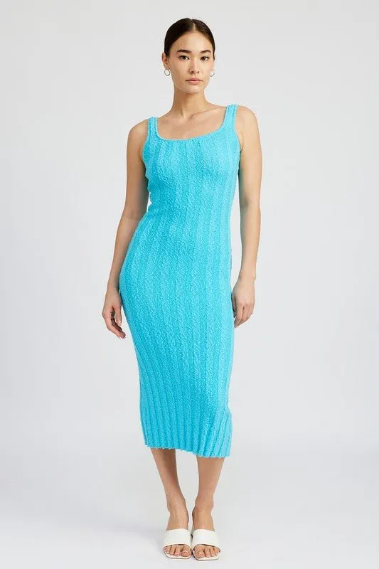 Ribbed Scoop Neck Midi Dress