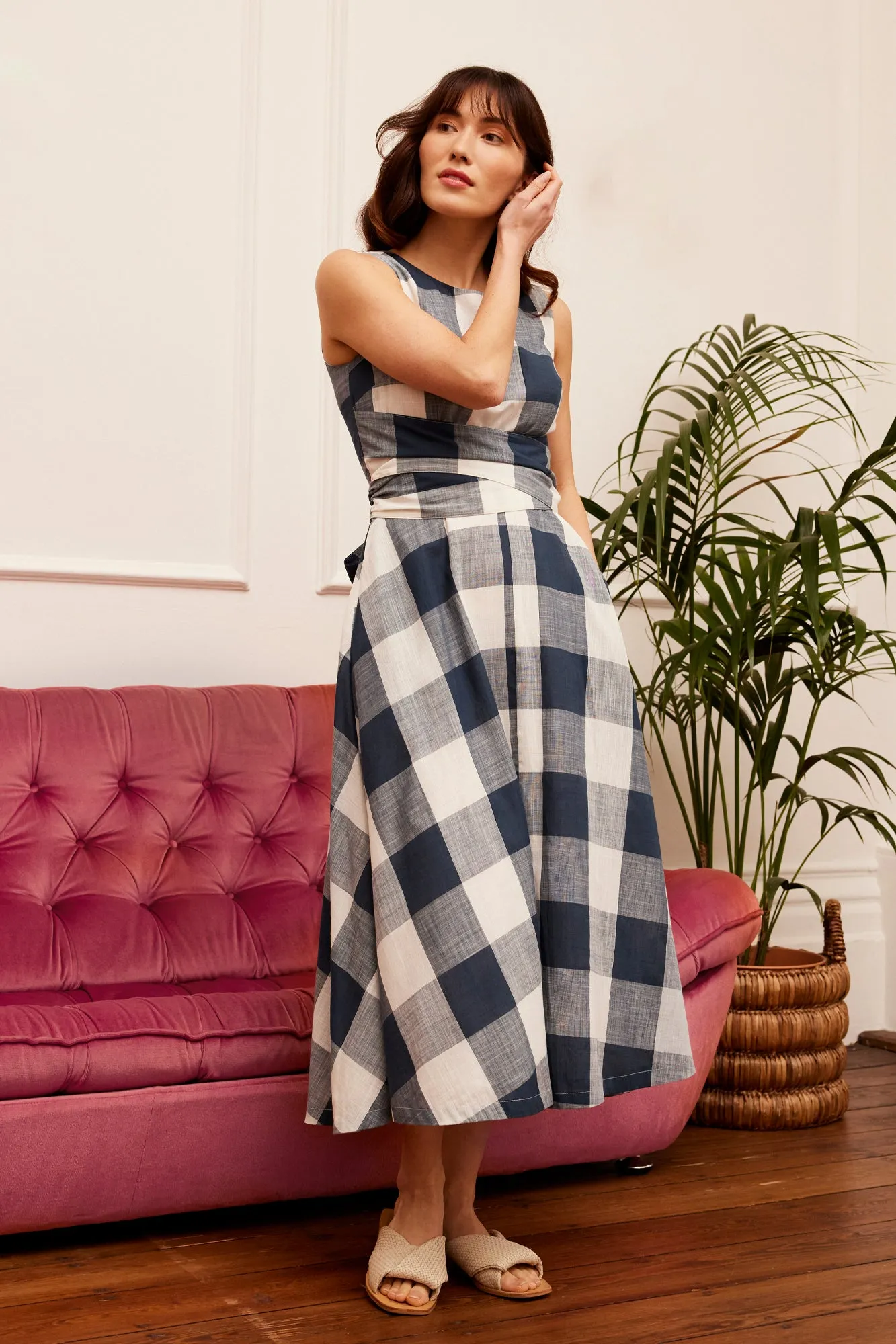 Roberta Indigo Plaid Dress