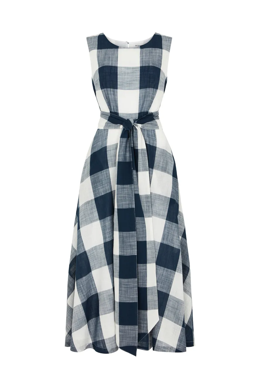 Roberta Indigo Plaid Dress