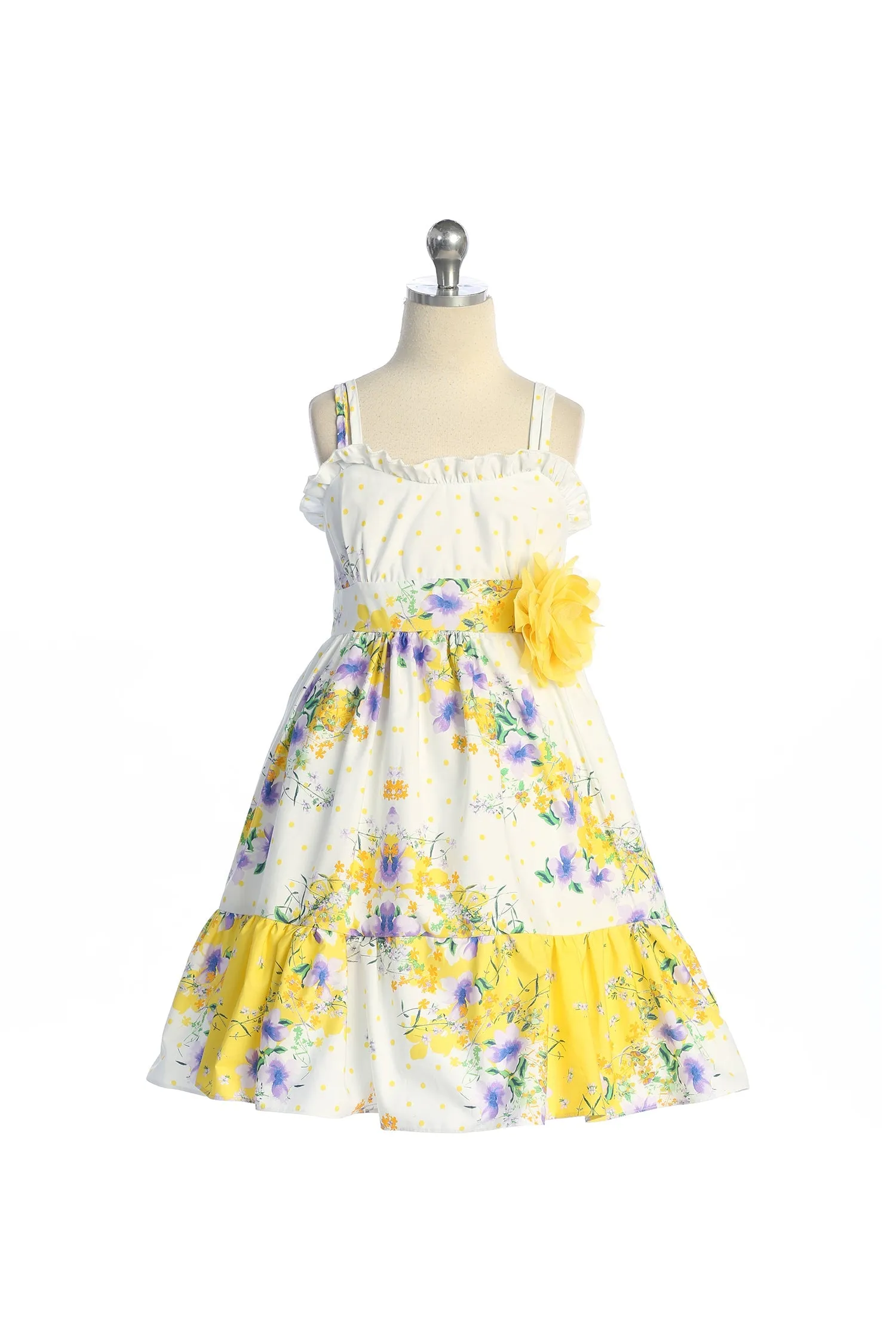 Ruffle Floral Cotton Plus Size Girls Dress