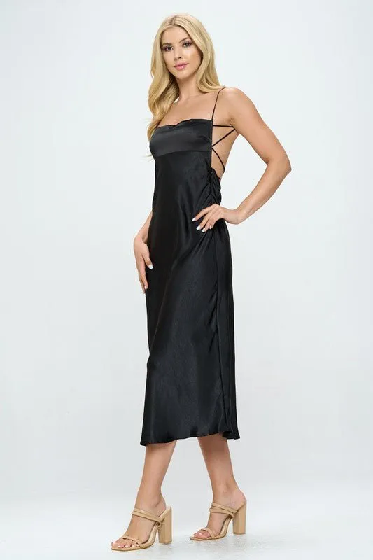 Satin Empire Waist Midi Dress