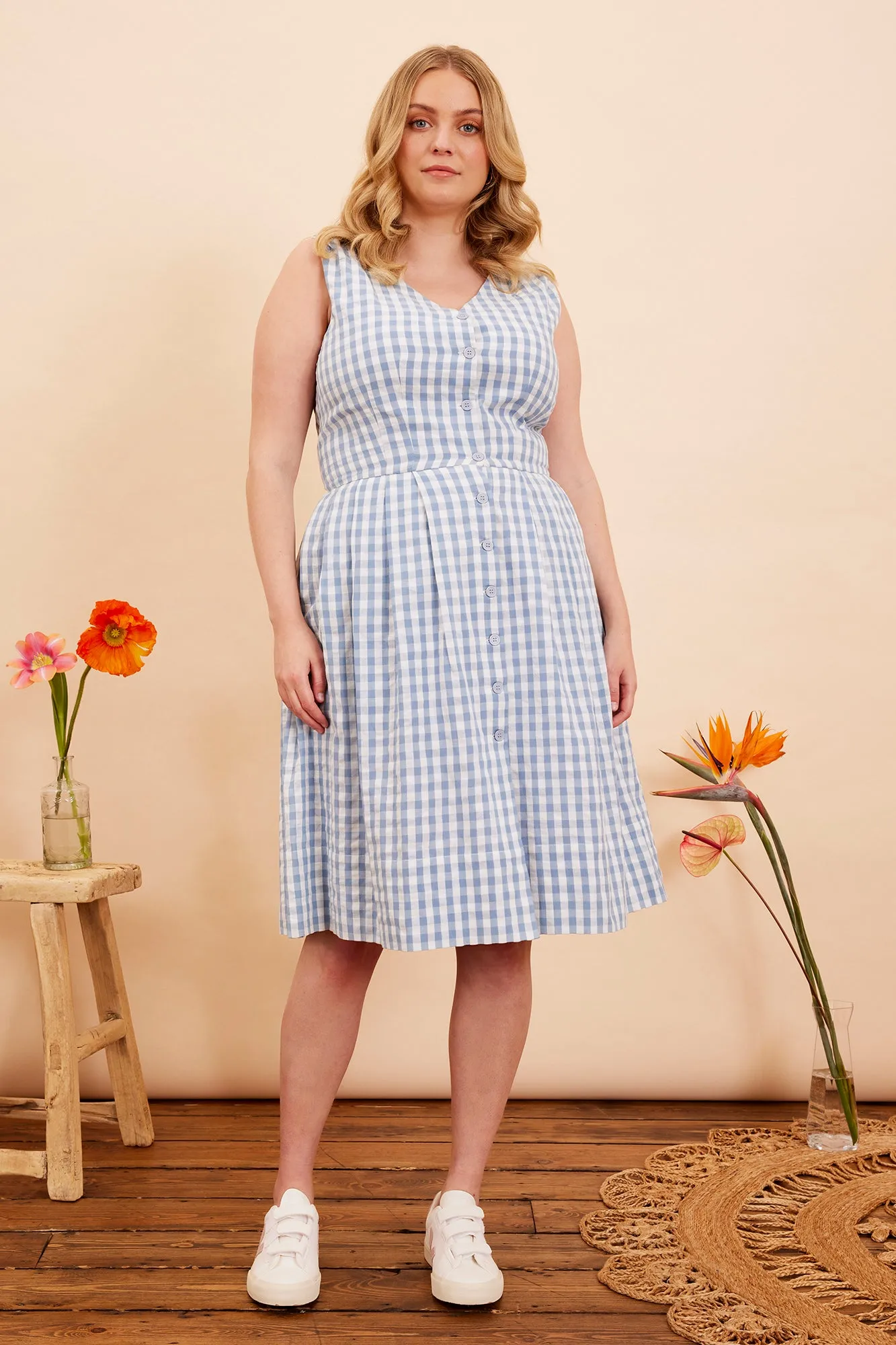 Scarlett India Blue Check Dress