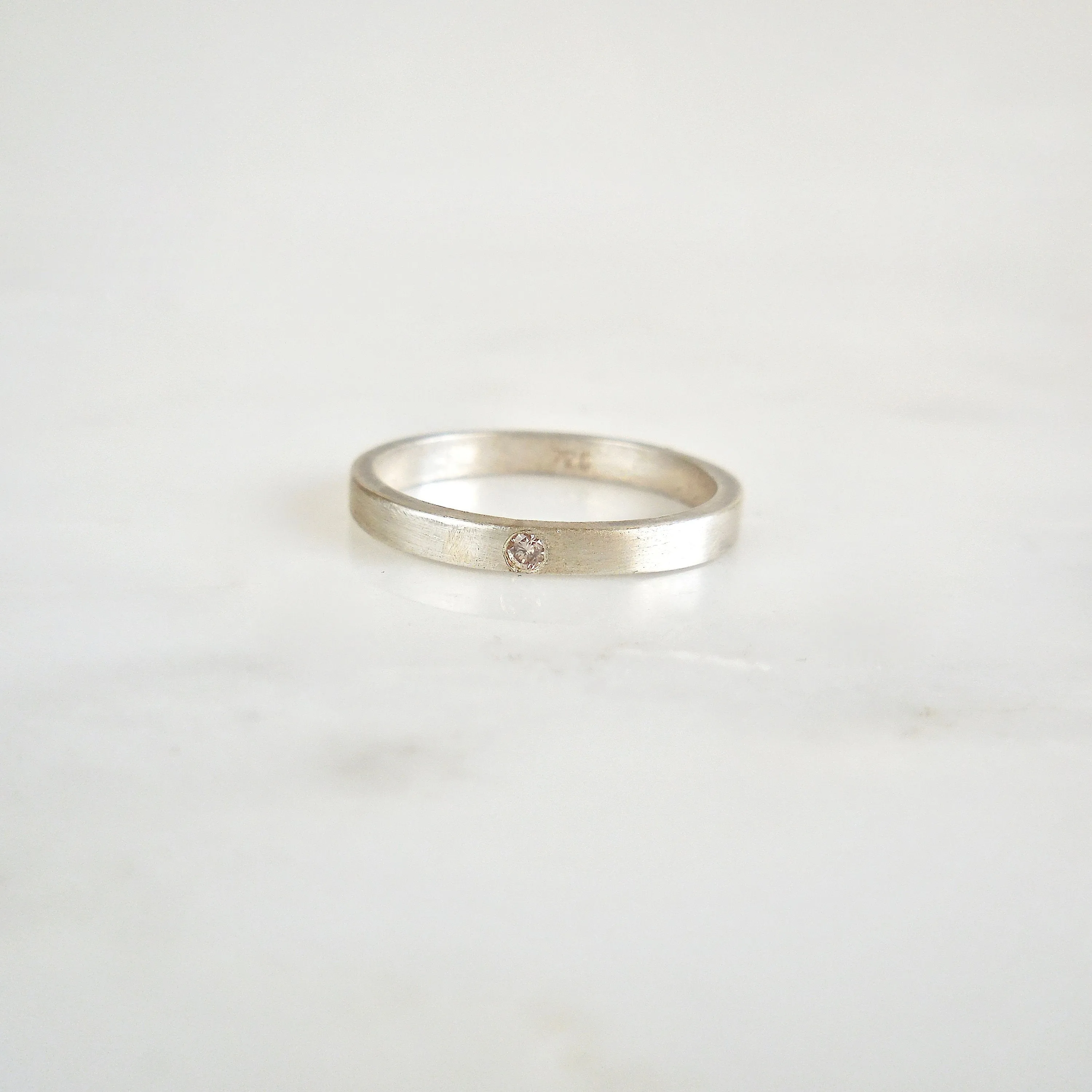 Silver Diamond Stack Ring - Sterling Silver Diamond Bands - Affordable Diamond Bands