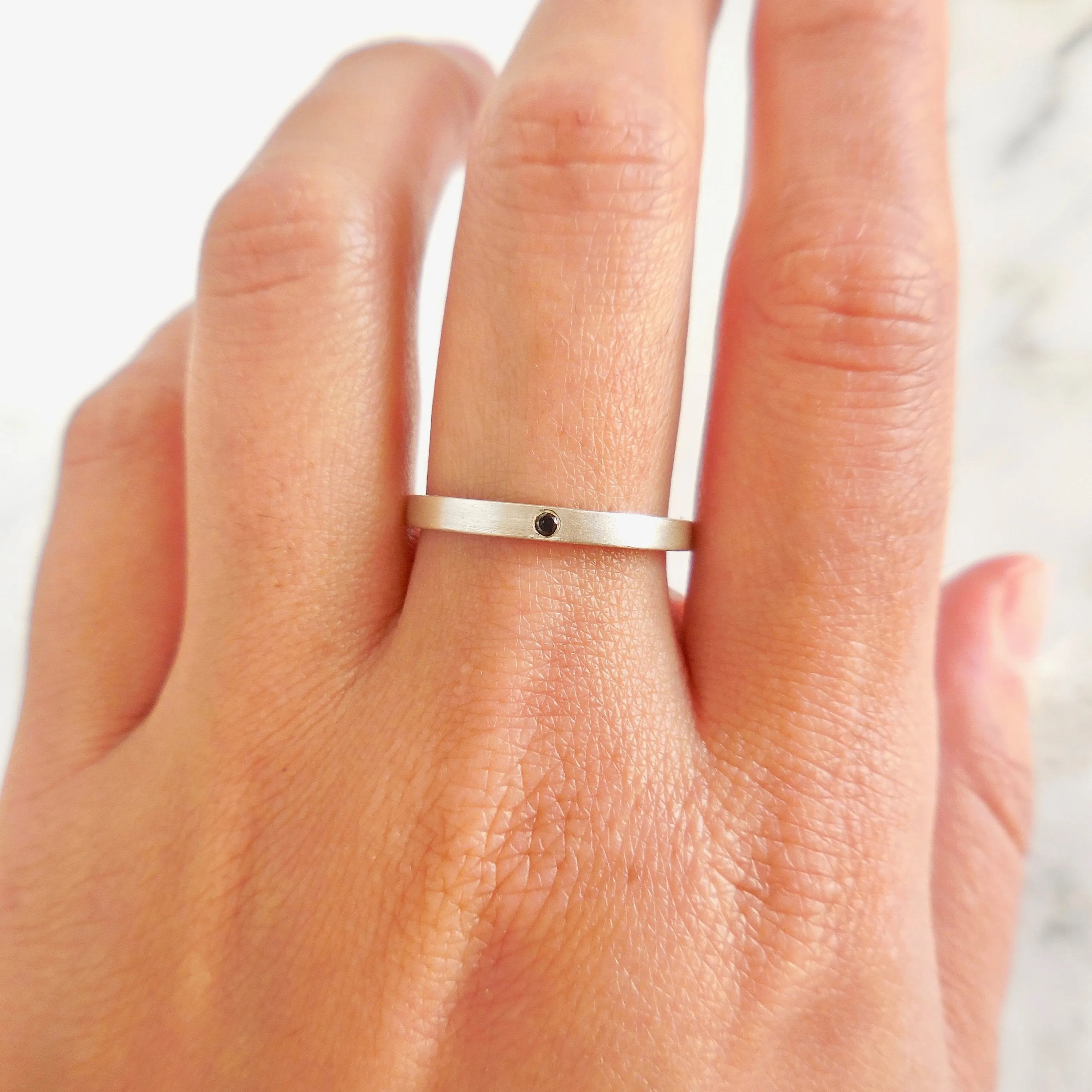 Silver Diamond Stack Ring - Sterling Silver Diamond Bands - Affordable Diamond Bands