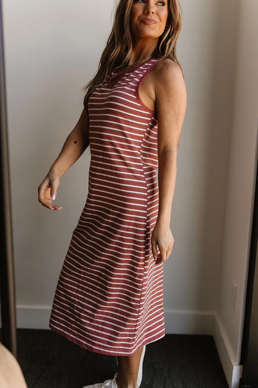 Striped Midi Dress - Cherry Blossom