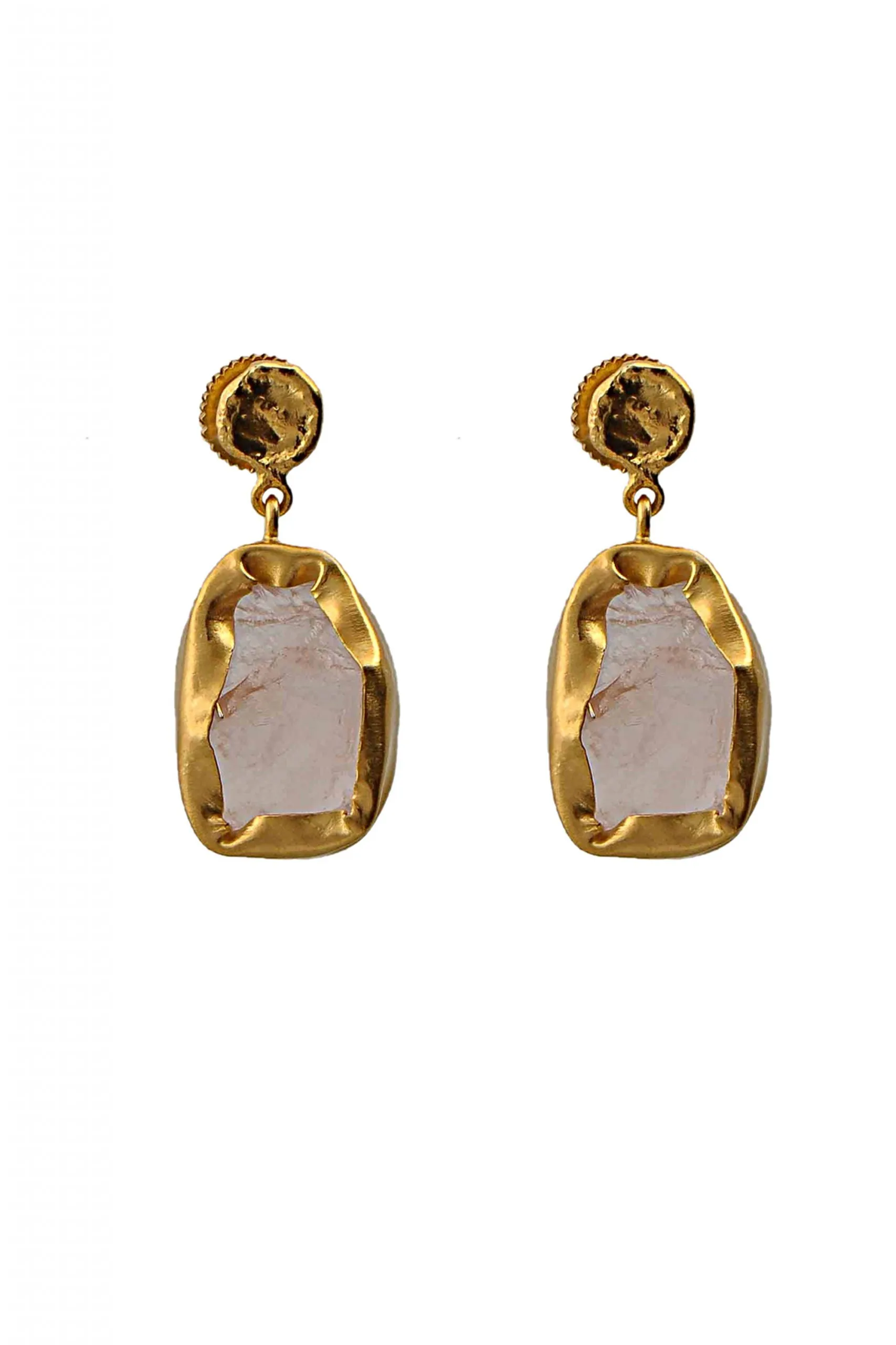 The Spirited One Gold Earrings with Rose Quartz