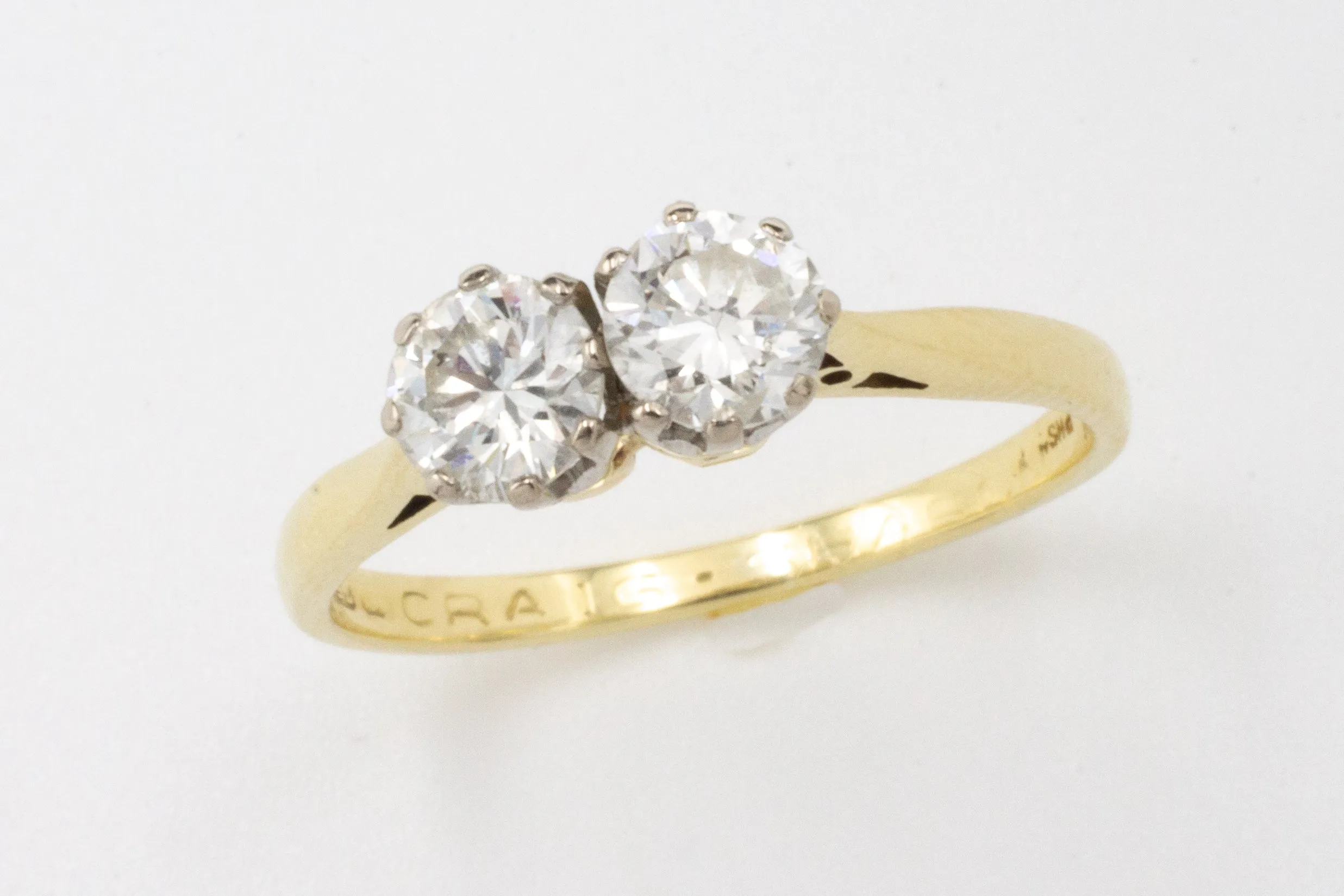 Vintage twin set brilliant cut diamond ring